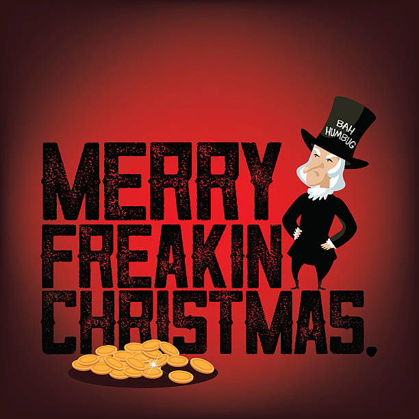 miser życzymy ci merry christmas freakin - scrooge stock illustrations