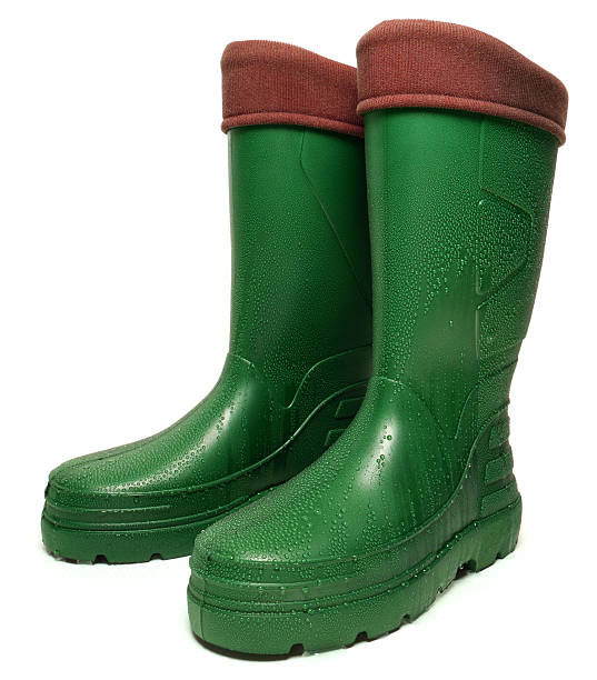 istock Green Wellington boots with raindrops 498191820