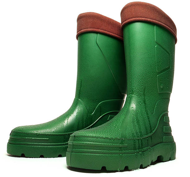 istock Green Wellington boots with raindrops 498191874