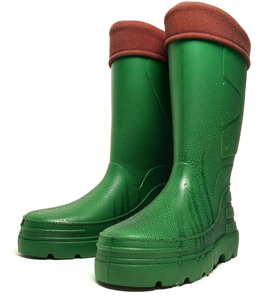 istock Green Wellington boots with raindrops 498191970