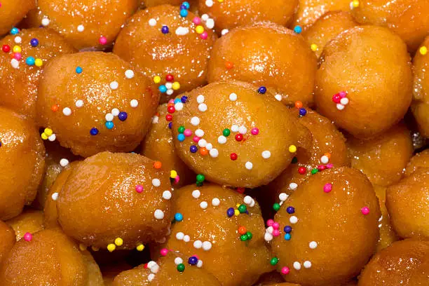 Traditional Italian Christmas struffoli honey balls