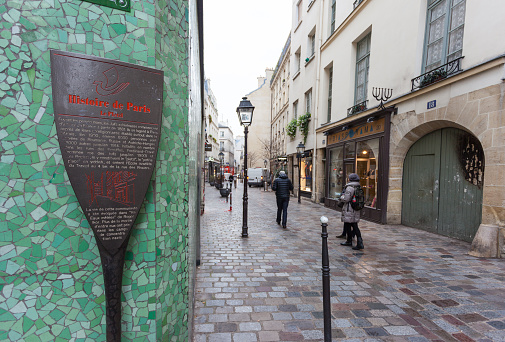 Paris, France - November 25, 2014: In the heart of Paris, between the third and fourth arrondissement, home to the Jewish quarter, one of the most multi-ethnic of the entire capital.