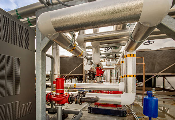 istock Insulated Pipes and Pumps for HVAC System 498198986