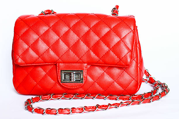 istock Red women bag isolated on white background 498207477