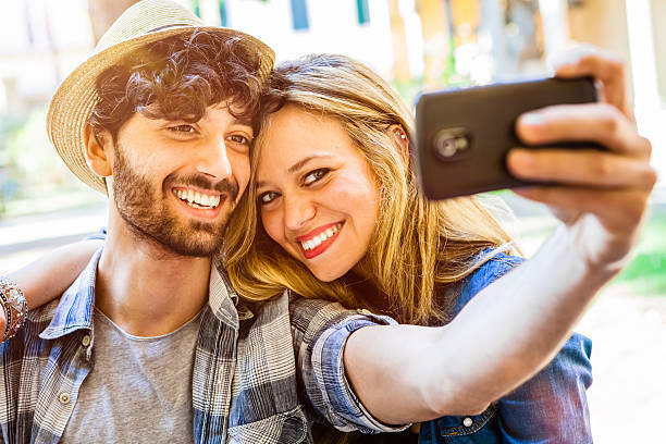 istock Selfie with Smartphone, Happy Young Couple 498209015