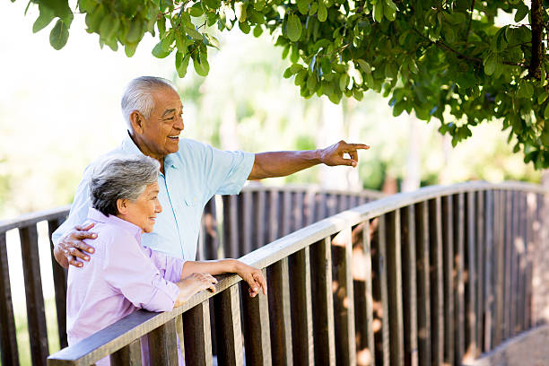 istock Hispanic senior couple observing from bridge 498209519