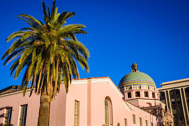 istock Tuscon Arizona Downtown Pima County Courthouse, palm tree, blue sky 498210111