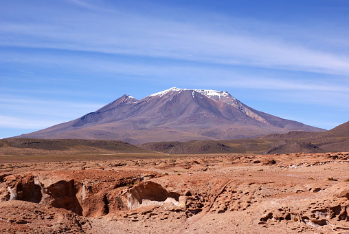 Desert and mountains, landscape in Altiplano - the southern part of Bolivia