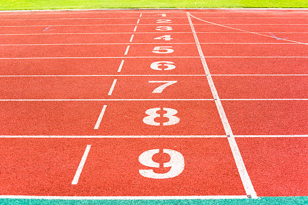 istock lanes of running track 498211817