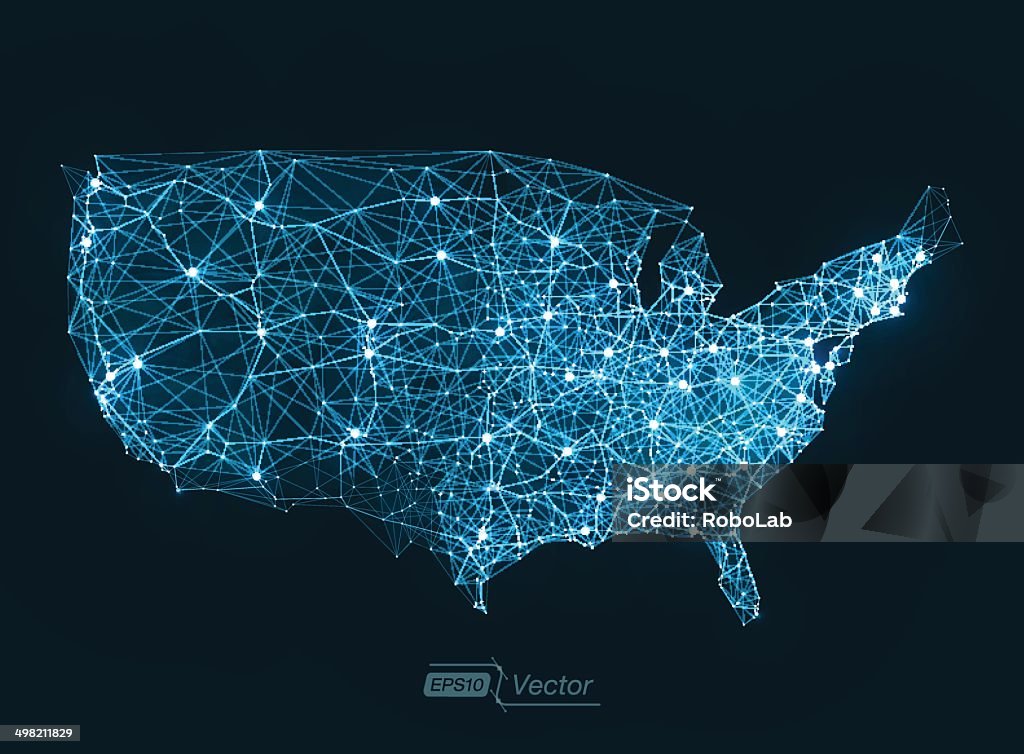 Teleconnection Line Map Abstract Telecommunication Network Map Concept Stock Illustration ...