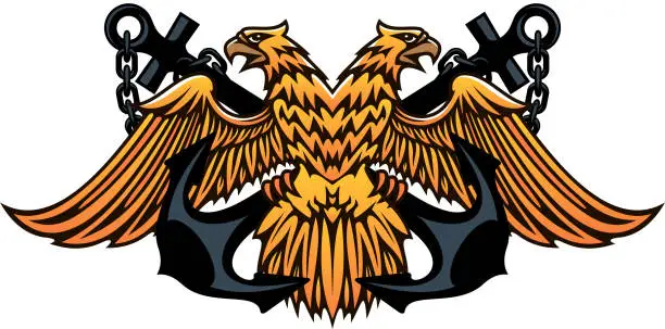Vector illustration of Maritime emblem with double headed eagle