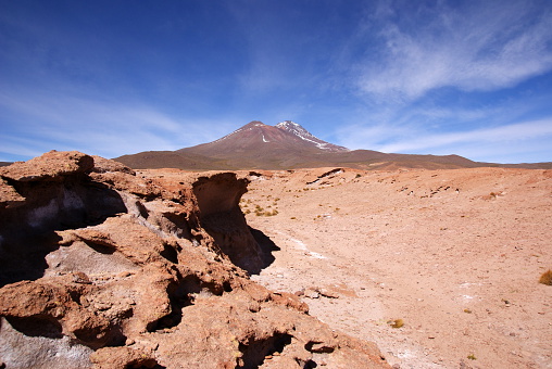 Desert and mountains, landscape in Altiplano - the southern part of Bolivia