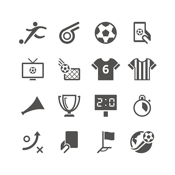 illustrazioni stock, clip art, cartoni animati e icone di tendenza di calcio set di icone, serie unica - sports uniform immagine