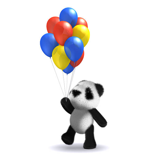 istock 3d Baby panda bear with balloon 498238167