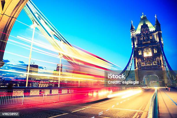 London Tower Bridge At Dusk Stock Photo - Download Image Now - Blurred Motion, Capital Cities, Cityscape