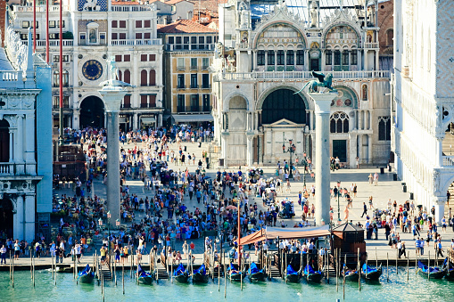 crowded St. Mark's square in Venice