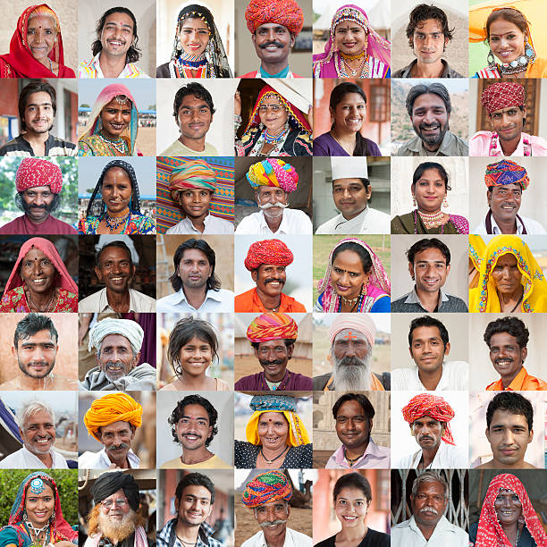 Faces of India Collage of Indian faces. 49 different people. Variation, diversity. customs photos stock pictures, royalty-free photos & images