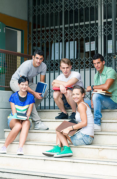 istock Group of students outside school 498241025
