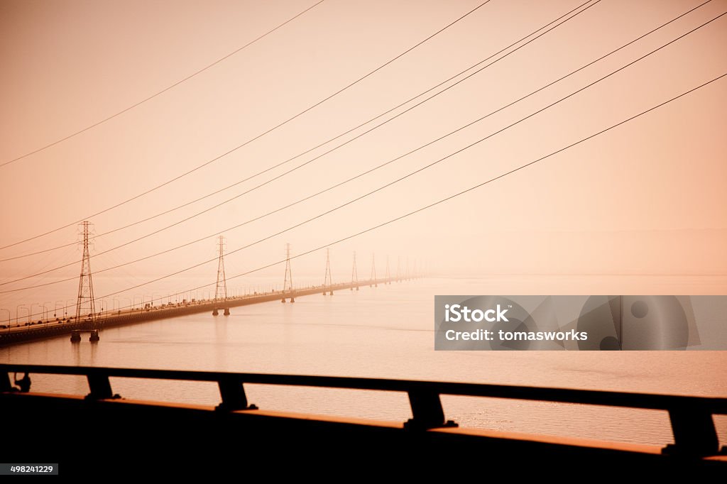 San Mateo bridge in California at morning fog Architecture Stock Photo