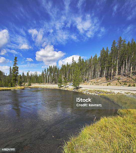 The River Gibbons It Is Smoothly Bent Stock Photo - Download Image Now - Autumn, Beauty In Nature, Blue