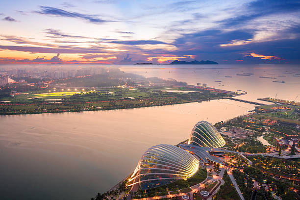istock aerial view of Singapore with sunset 498243329