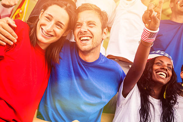 istock Group of happy USA supporters 498243541