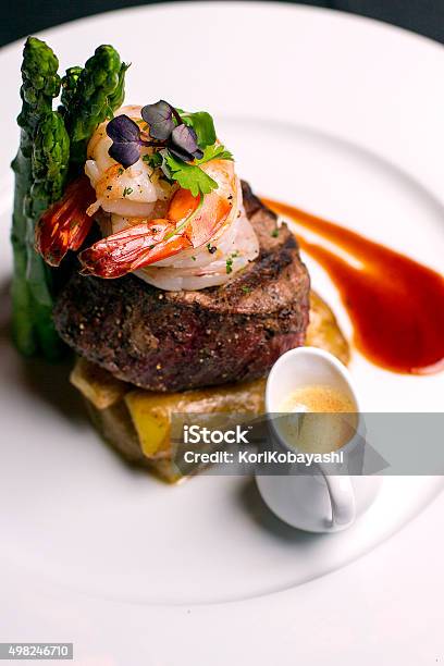 Filet Mignon W Shrimp Stock Photo - Download Image Now - Gourmet, Steak, Fine Dining