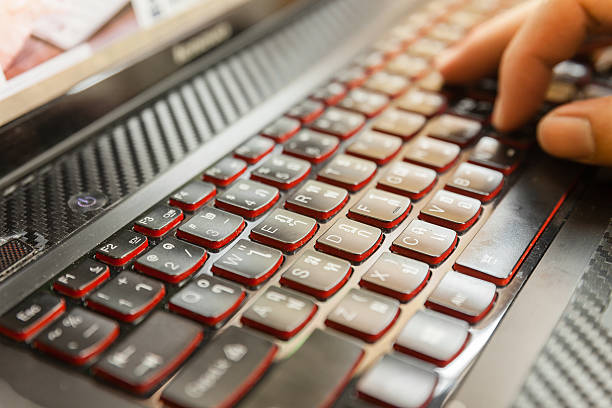 istock Close up of men hand during typing  the keyboard. 498248478