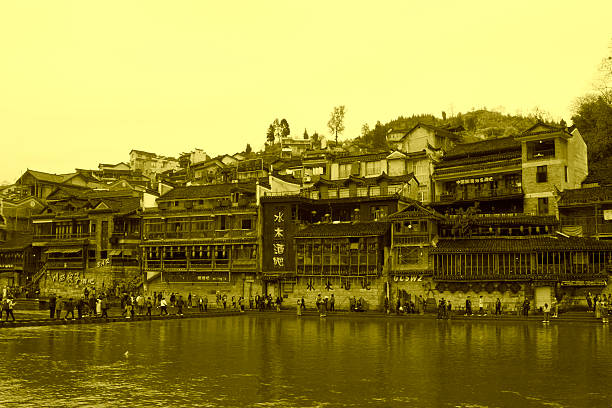 Phoenix County, April 15: House projecting over the water on April 15, 2012, Phoenix County, Hunan Province, China