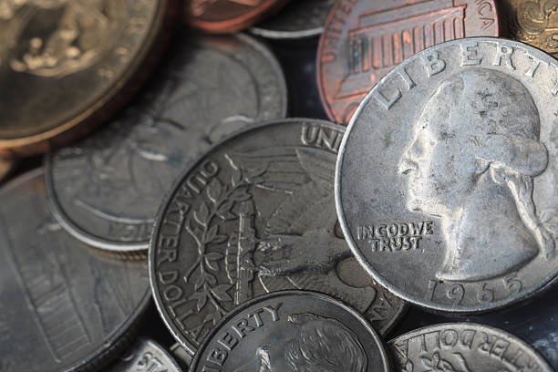istock Group of US American coin 498250694