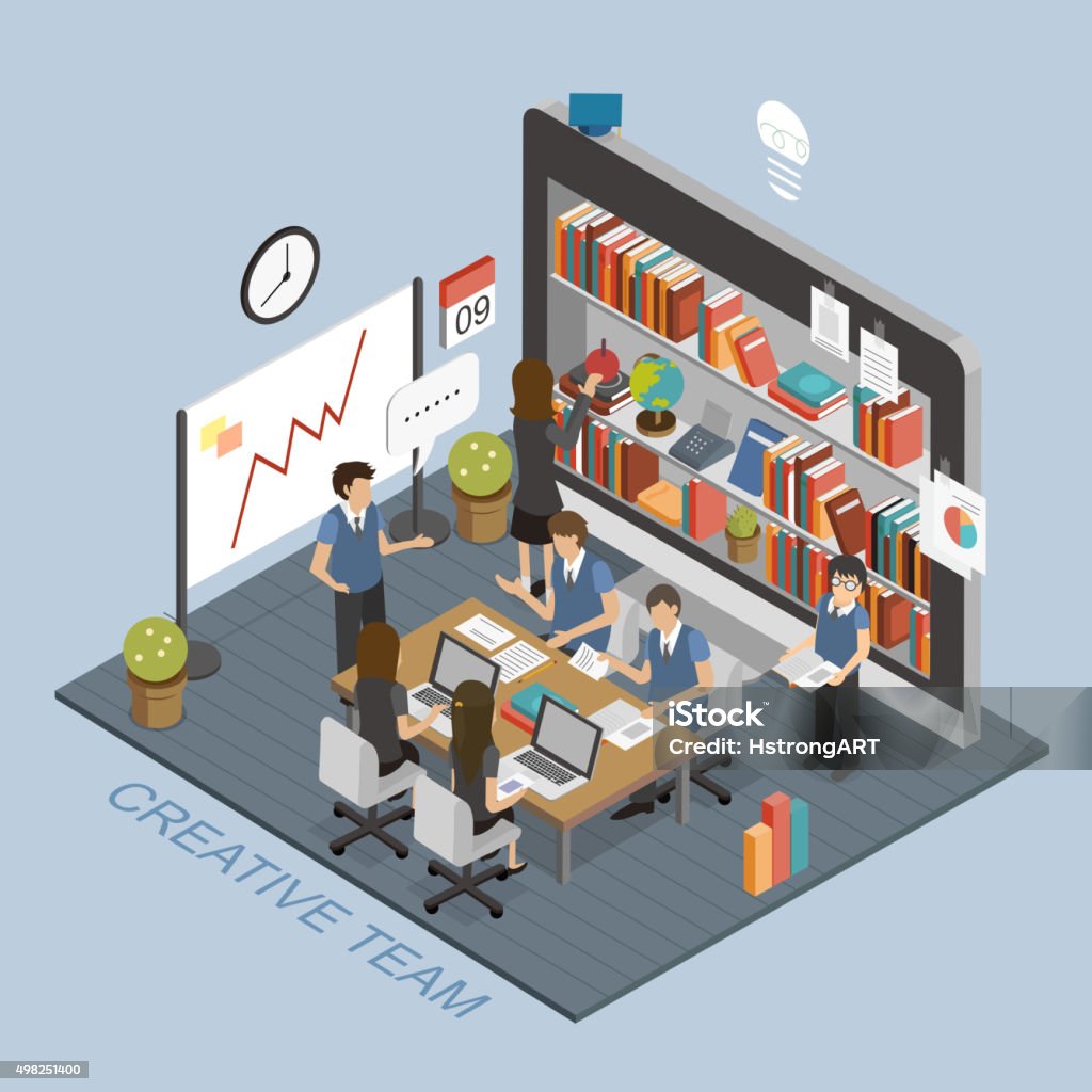 creative team creative team concept in 3d isometric flat design Occupation stock vector