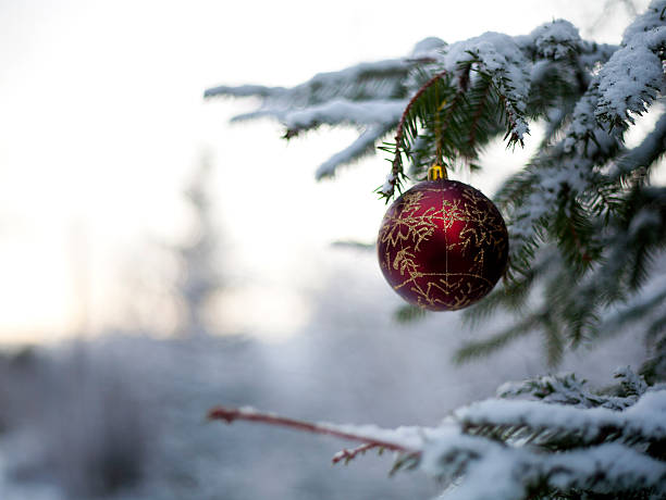 istock Christmas Tree Decoration - Red Ball with Golden Snowflakes 498251982