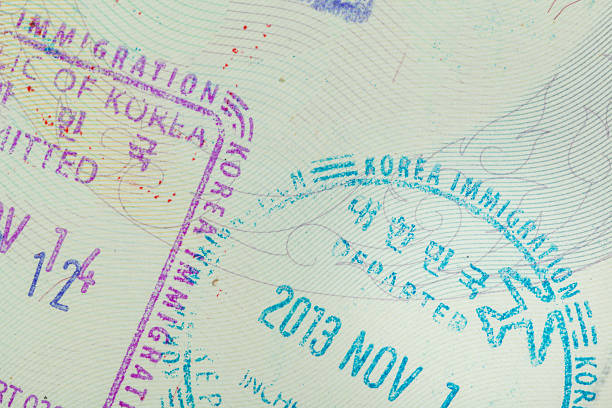 istock admitted stamp of Korea Visa for immigration travel concept 498253202
