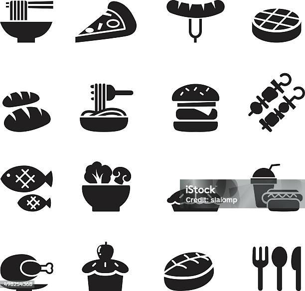 Basic Food And Drink Icons Set Stock Illustration - Download Image Now - Icon Symbol, In Silhouette, Burger