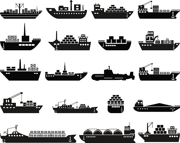 illustrazioni stock, clip art, cartoni animati e icone di tendenza di nave e nave icone set. - nave passeggeri