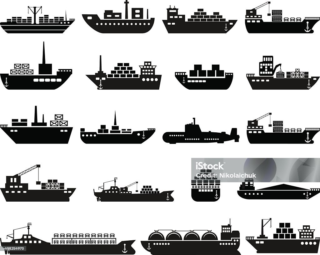 Ship and boat icon set. Ship and boat icon set. Vector illustration Container Ship stock vector