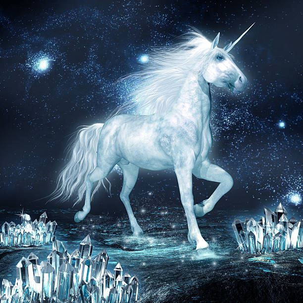 Unicorn running through crystal field