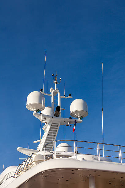 istock Communication antennas on a luxury yacht 498258742