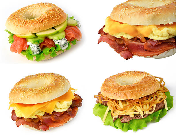 istock Set of bagel sandwiches for breakfast 498259342