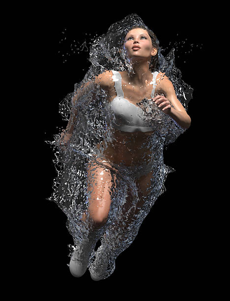 istock Female running through the volume of water. 498273776