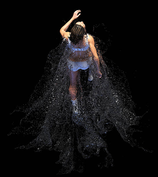 istock Female running through the volume of water. 498273924