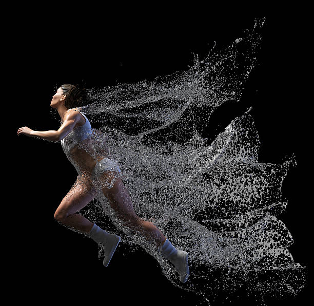 istock Female running through the volume of water. 498274364
