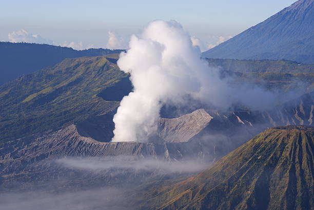 Bromo volcano at sunrise, Java, Surabaya, Indonesia stock photo