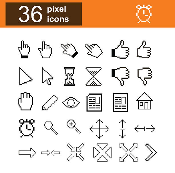pixel-ikonen-set - dragging stock-grafiken, -clipart, -cartoons und -symbole