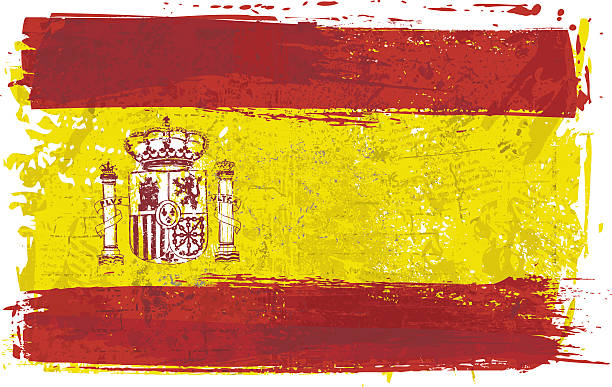 флаг испании на стене - испанский флаг stock illustrations