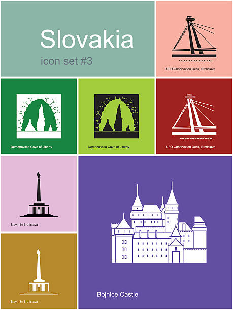 symbole der slowakei - danube river illustrations stock-grafiken, -clipart, -cartoons und -symbole