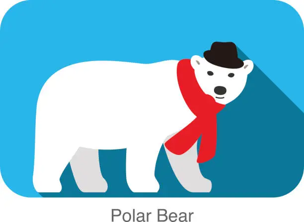 Vector illustration of cute bear wear a scarf and a cap, vector