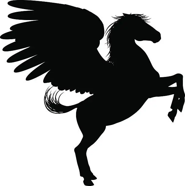 Vector illustration of Silhouette Pegasus on Two Legs