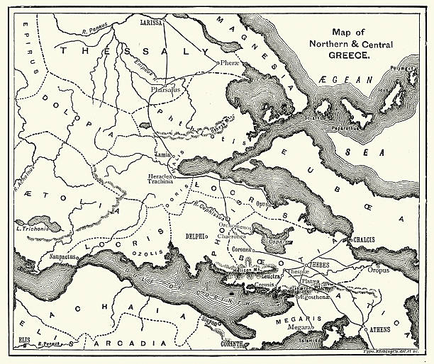 Map of Northern and Central Ancient Greece Map of Northern and Central Ancient Greece greco stock illustrations