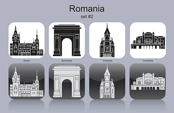 ilustraciones, imágenes clip art, dibujos animados e iconos de stock de iconos de rumania - sinaia